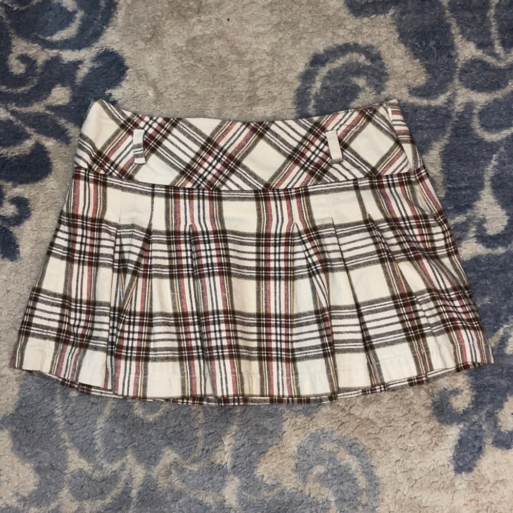 Mudd Plaid Cream Mini Skirt